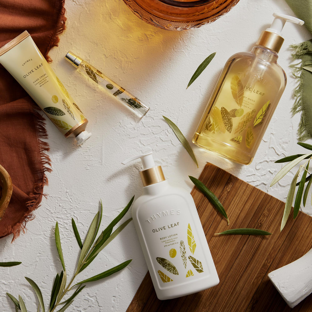 Thymes body wash label highlights Sardinian Laurel and lavender notes for a sensory cleanse.