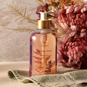 Vivid lather forms as Thymes Hand Wash cleanses hands.