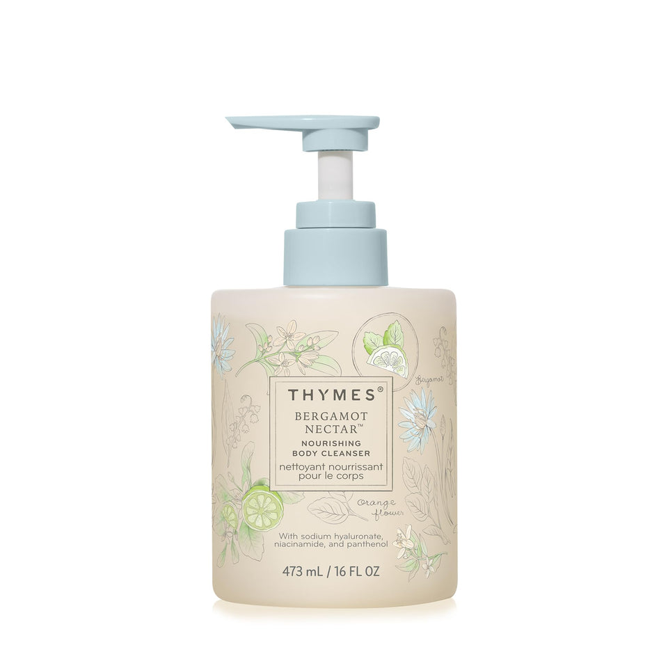 Thymes Nourishing Body Cleanser pump bottle for easy daily cleansing.