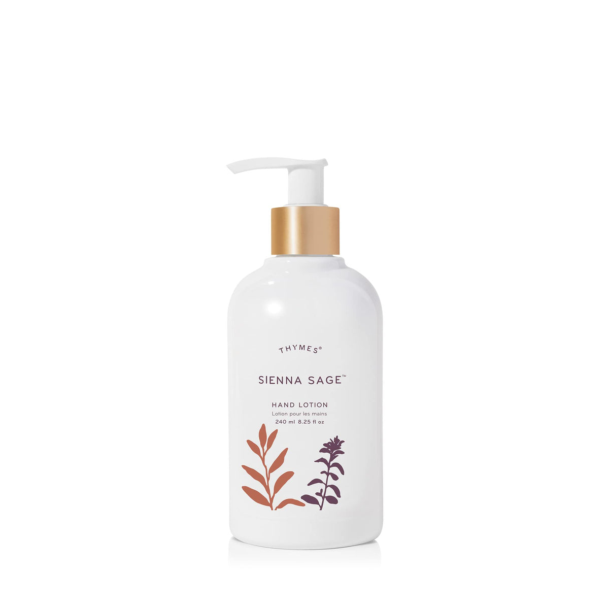 Thymes Sienna Sage Hand Lotion bottle provides daily hydration.