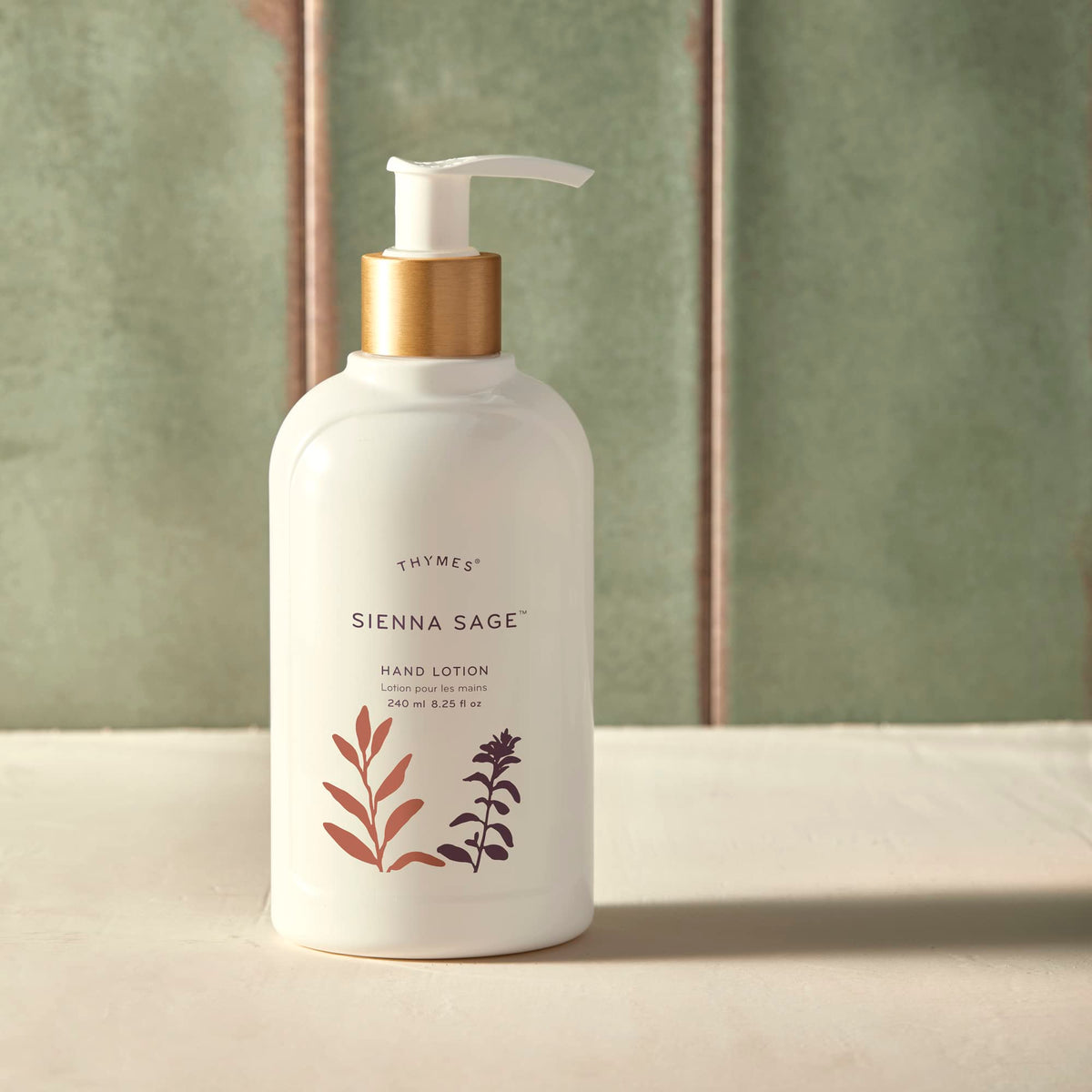 Thymes Sienna Sage Hand Lotion ingredients highlight shea butter and vitamin E.