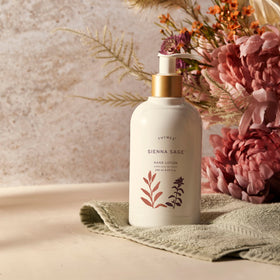 Creamy texture of Thymes Sienna Sage Hand Lotion absorbs quickly.