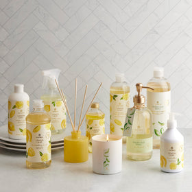 Thymes sustainable packaging label communicates responsible choices for home care.