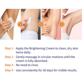 Thyrelle full-body lightening cream application offers comprehensive brightening with targeted fading.