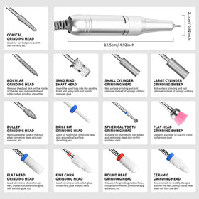 Tiandirenhe nail drill with 13 bits neatly organized for quick swaps