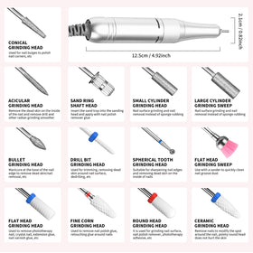 Tiandirenhe nail drill kit with 13 bits and 56 sanding bands for versatile tasks