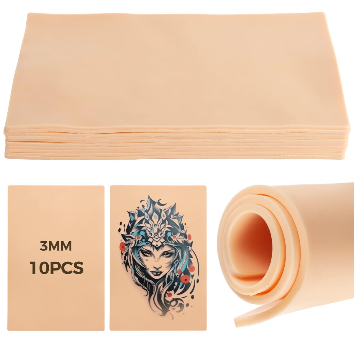 Tideme practice skin 8x12 double-sided for versatile tattoo practice and shading trials.