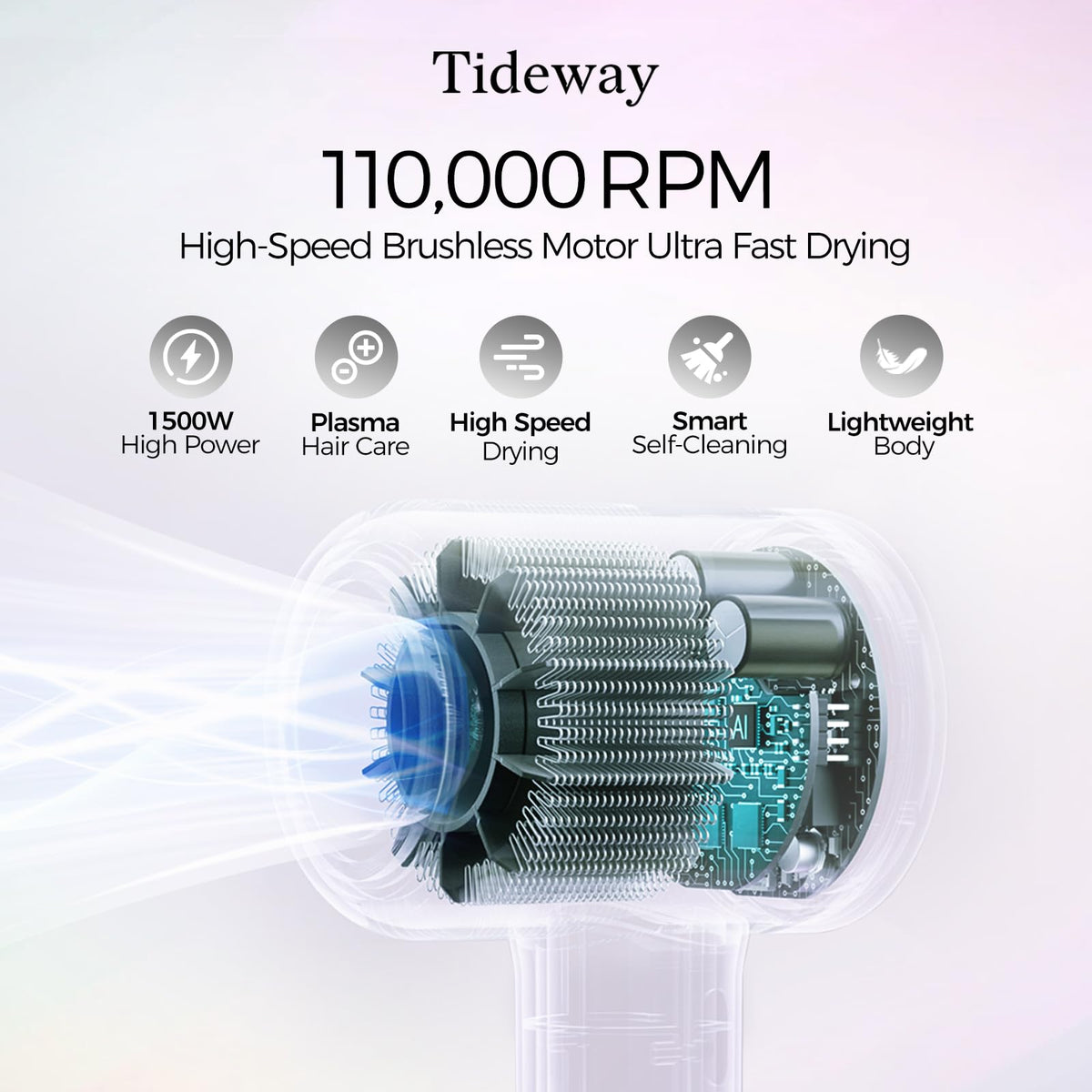 Tideway magnetic diffuser attached for even airflow and salon-like results