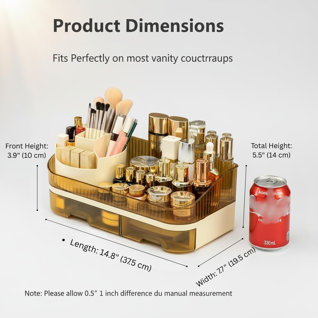 Tidyladyo skincare bottles organized in the open compartment