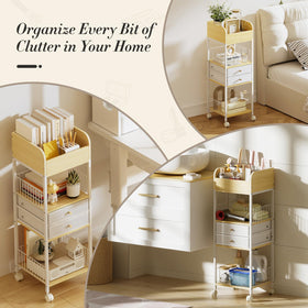 TidyStash bathroom organizer on wheels moves toiletries smoothly for compact spaces.