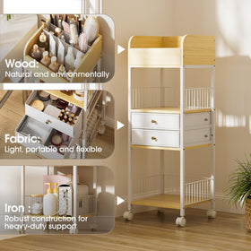 TidyStash vanity storage drawers on wheels keeps skincare organized and within reach.