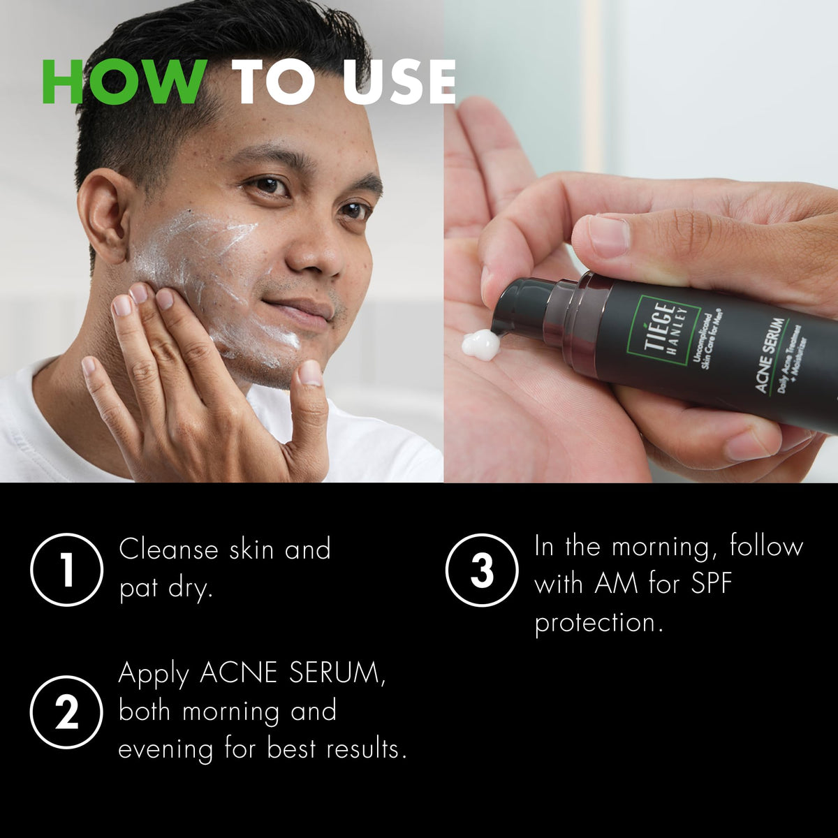 Tiege Hanley Acne Serum ingredients closeup with salicylic acid for smoother skin