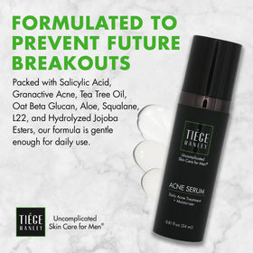 Tiege Hanley Acne Serum on skin during application showing even tone