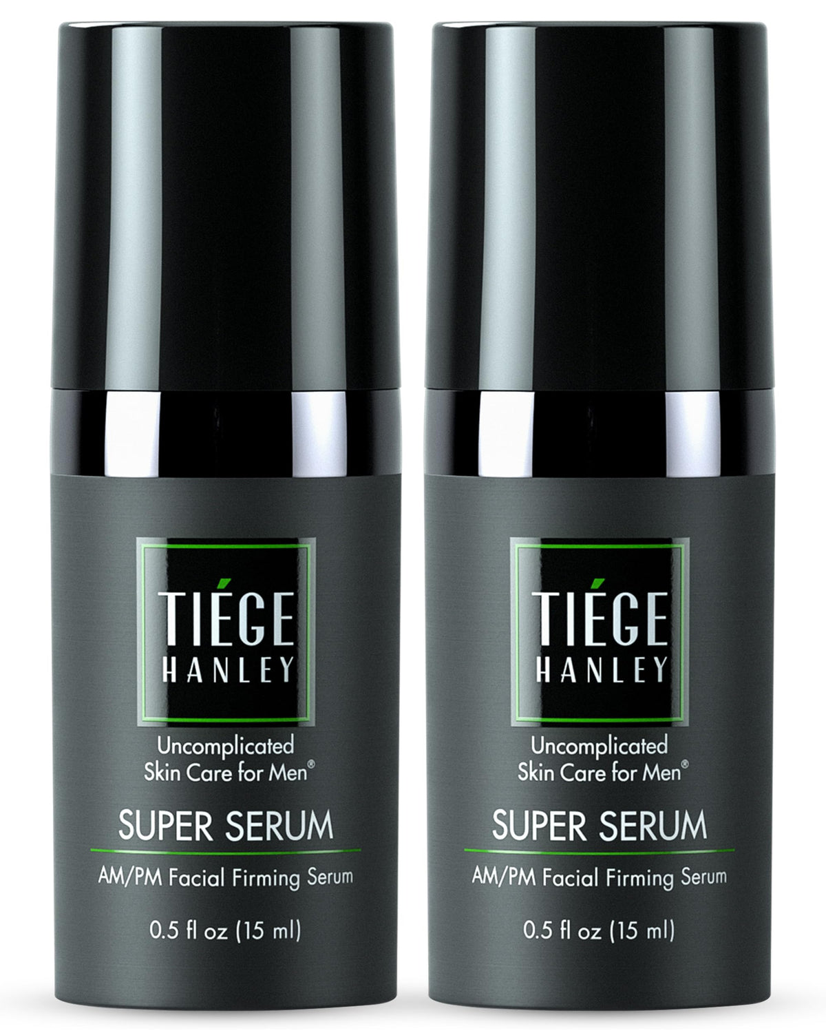 Tiege Hanley anti-aging serum bottle front, ideal for daily skin refinement.