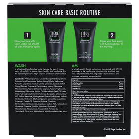 Tiege Hanley AM moisturizer with SPF 20 highlights daily sun protection.