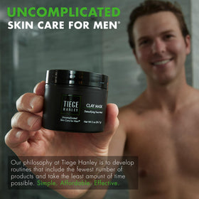 Tiege Hanley clay mask helps manage oily T-zone for a confident look.