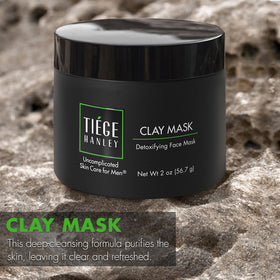 Tiege Hanley clay mask tingling during use signals cleansing action.
