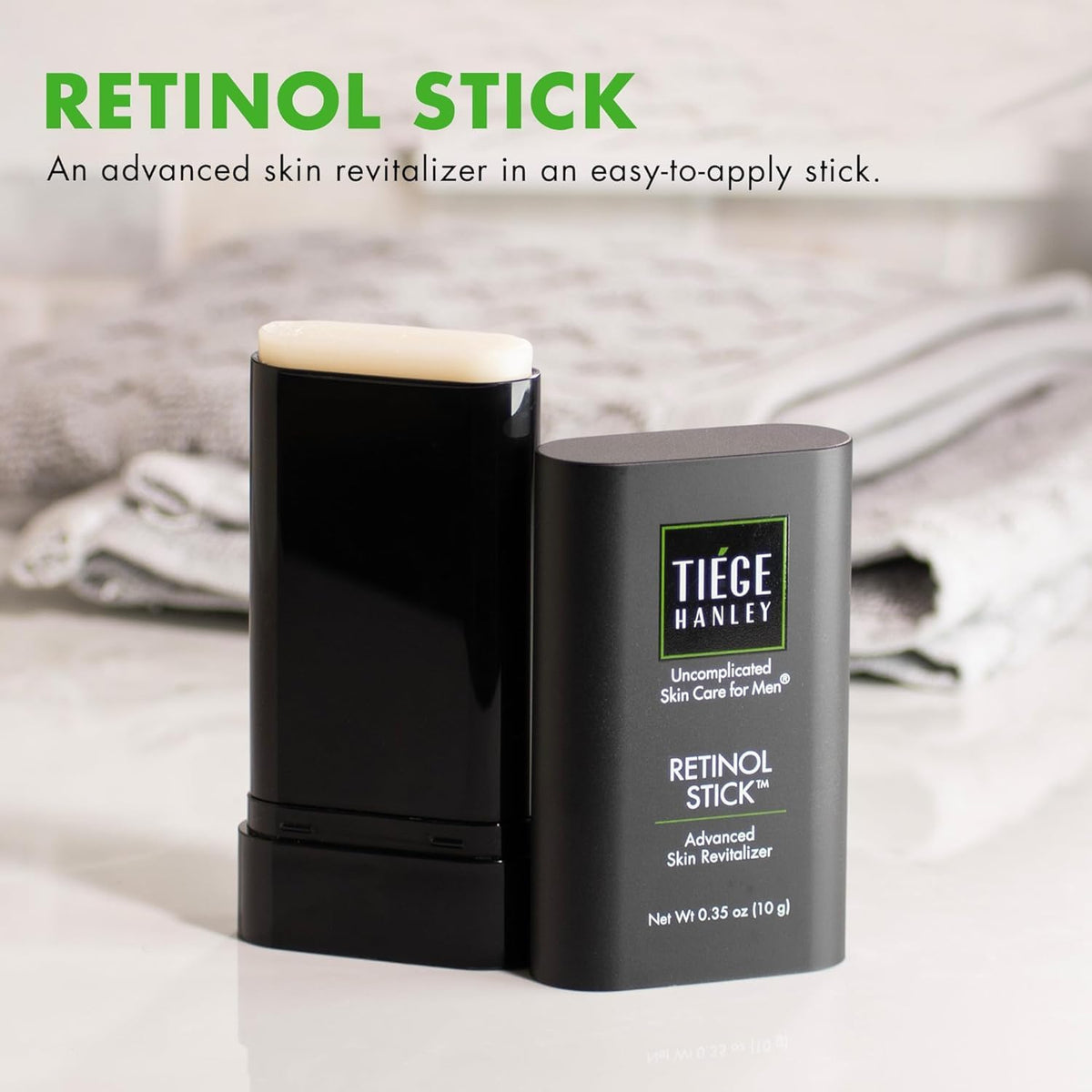 Tiege Hanley Retinol Stick on the cheeks for even tone and hydration