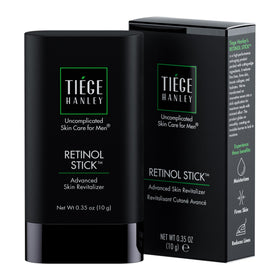 Tiege Hanley Retinol Stick on the forehead for smoother skin texture