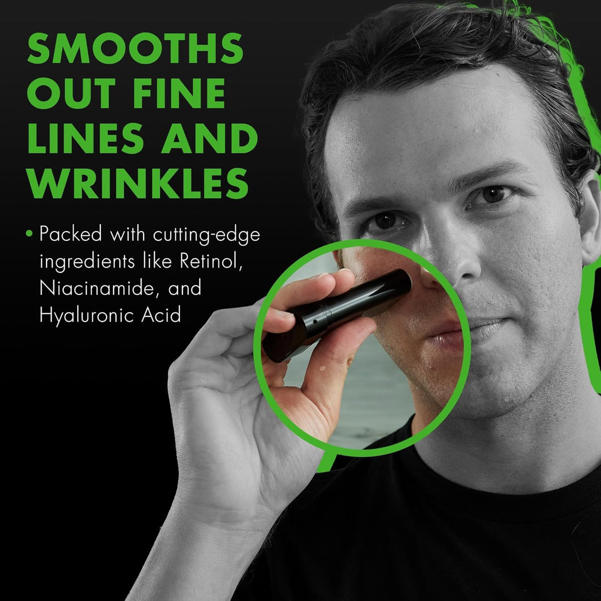 Tiege Hanley Retinol Stick on the neck to improve texture