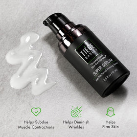Tiege Hanley serum texture close-up highlighting silky formula.