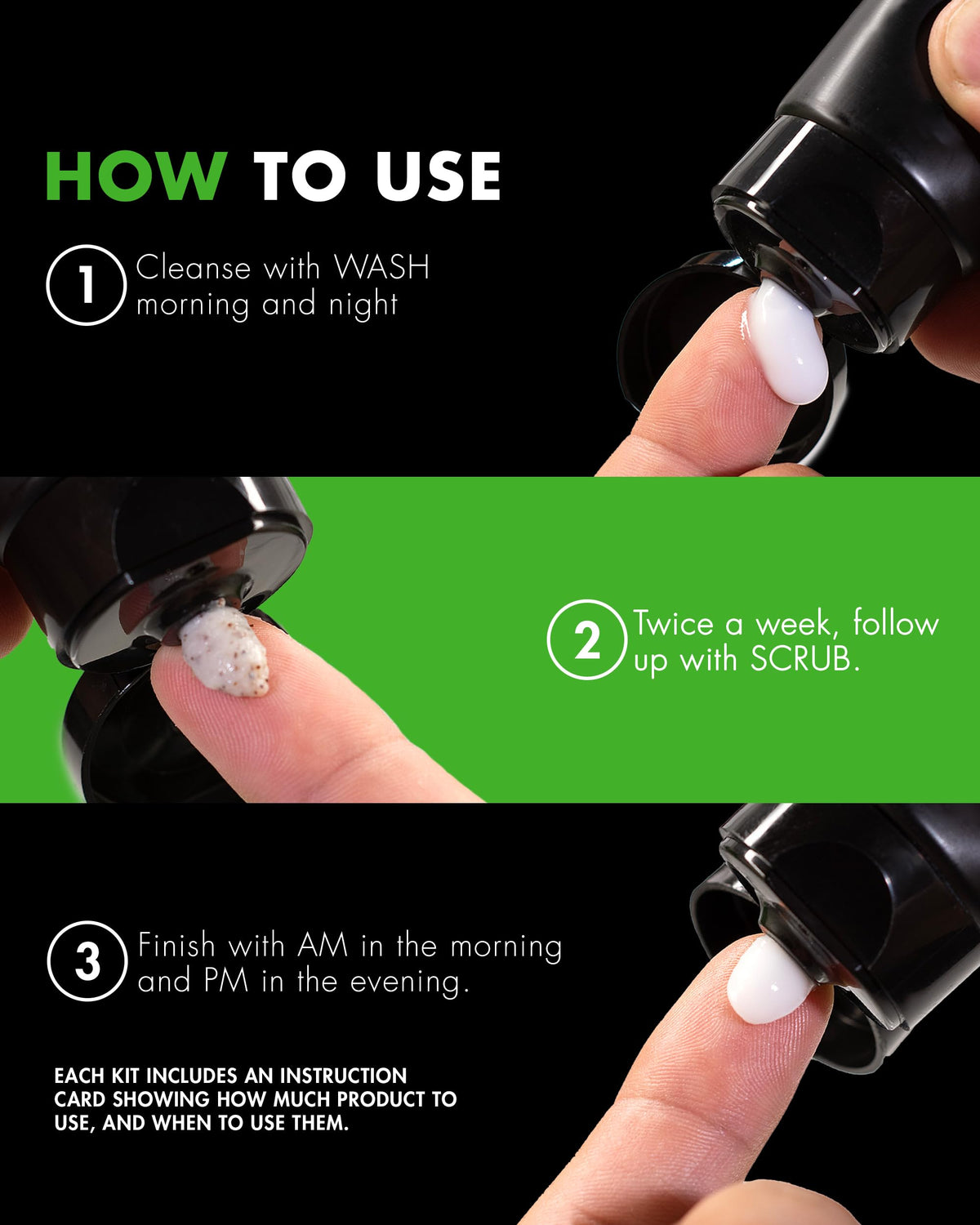 Tiege Hanley Quick Routine guide image illustrating simple steps for daily care.