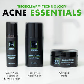 Tiege Hanley Acne Serum bottle for daily complexion balance.
