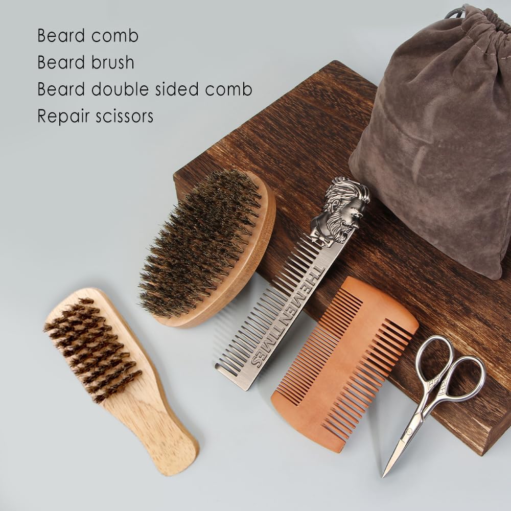 TIENQI dual-action wood comb for detangling and conditioning facial hair.