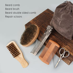 TIENQI dual-action wood comb for detangling and conditioning facial hair.