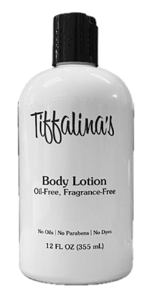Tiffalina's Oil Free Body Lotion ready for daily dry-skin care use