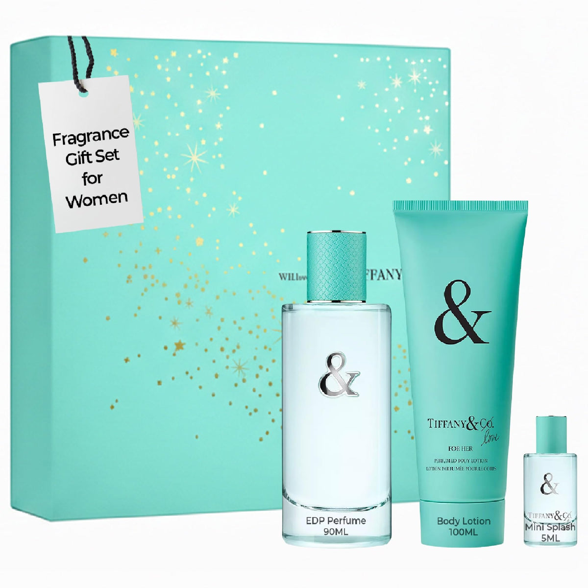 Tiffany & Co. Love 3oz EDP spray bottle with elegant gift-set packaging.