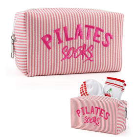 TIFFYONEK Pilates Socks Bag with embroidered seersucker texture for organized gear.