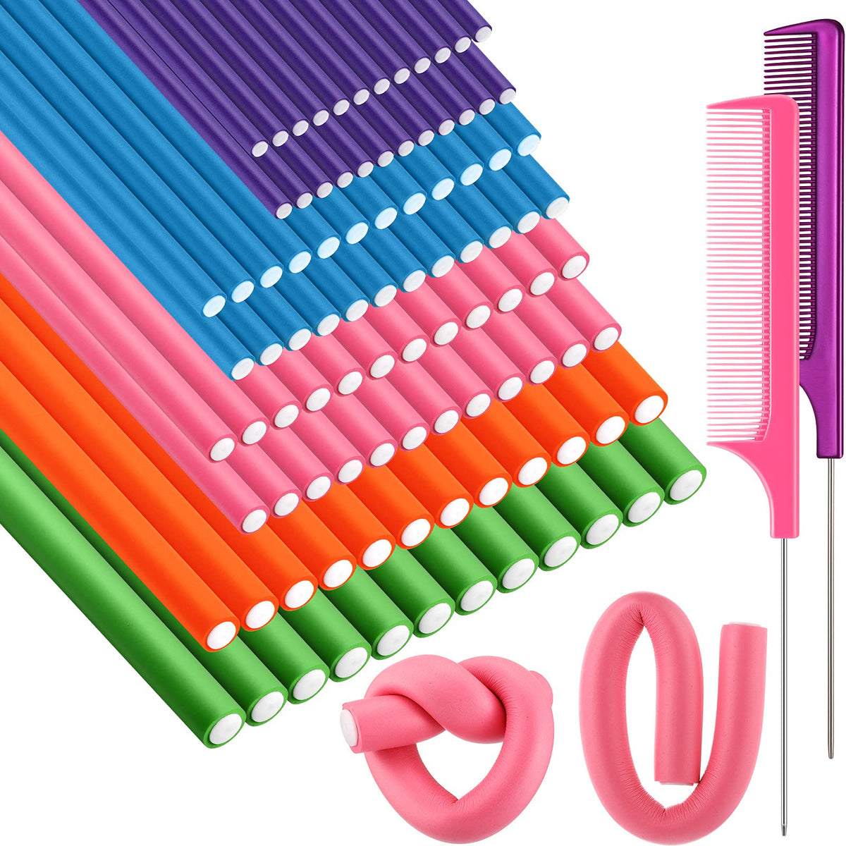 Tigeen flexible curling rods for natural no-heat curls at home.