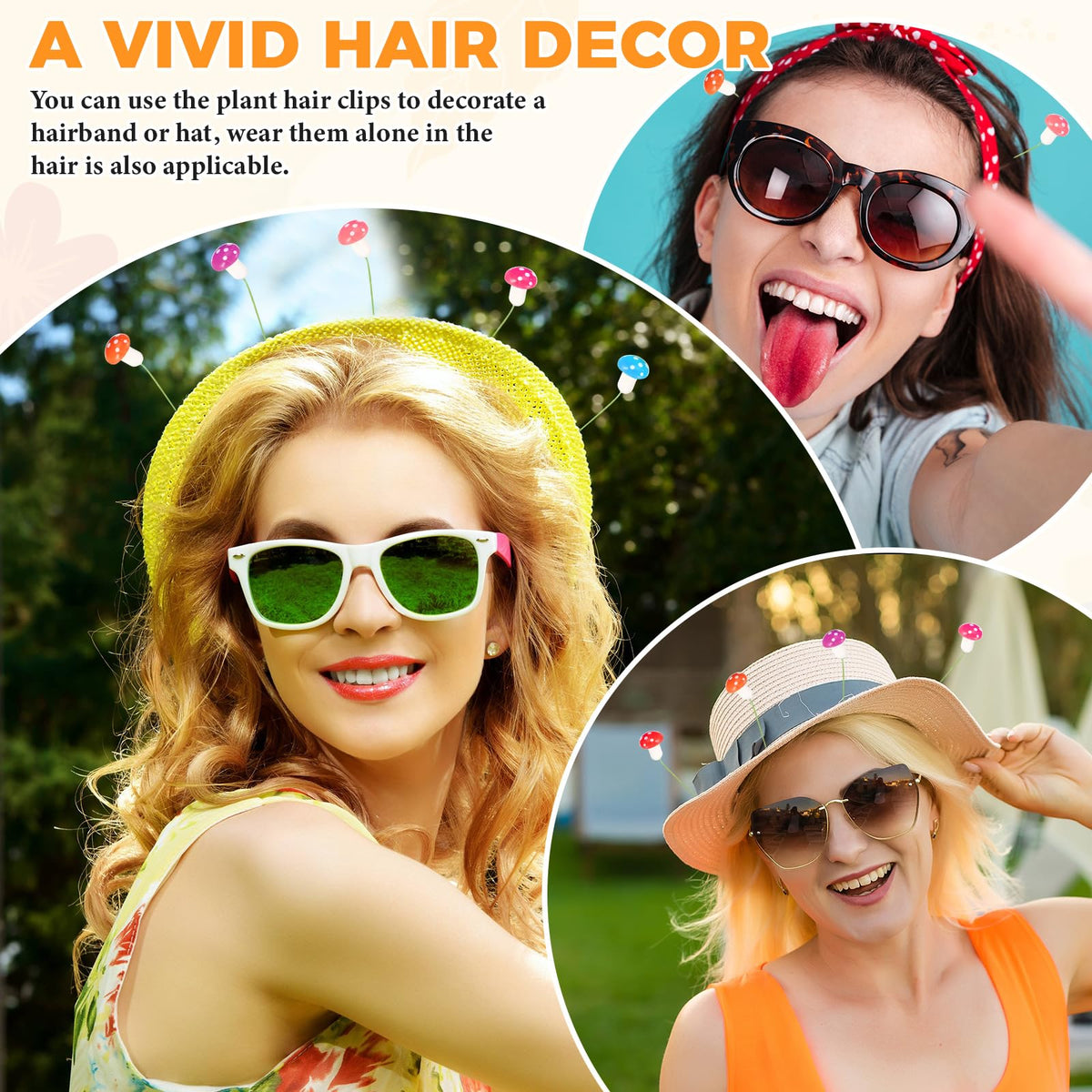 Tigeen mushroom clips in 8 colors support varied looks.