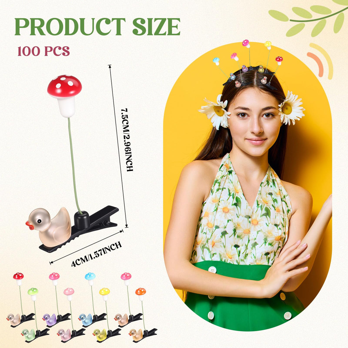 Tigeen duck mushroom glow hair clip shines at night for standout look