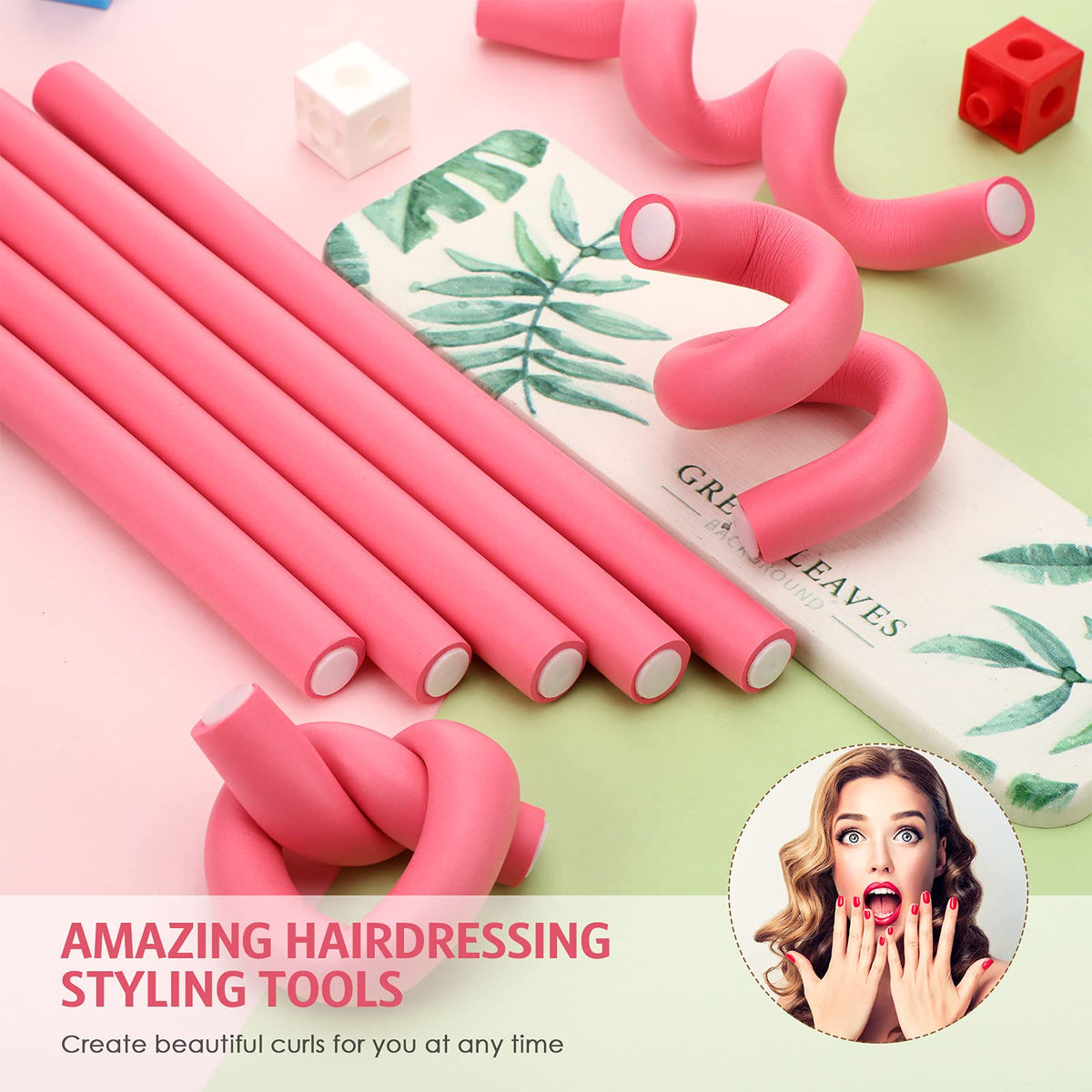 Tigeen flexible iron-core curling rods bend easily for waves.