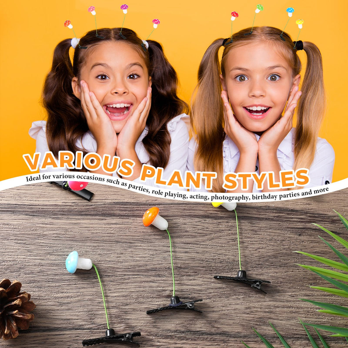 Tigeen plant hairpins brighten hats and headbands with whimsy.
