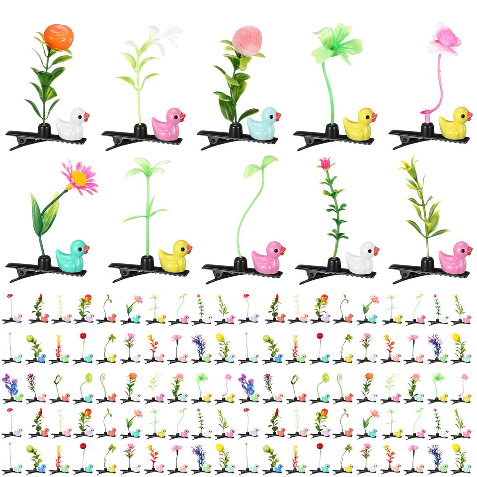 Tigeen duck bean sprout hair clip adds playful festival flair.