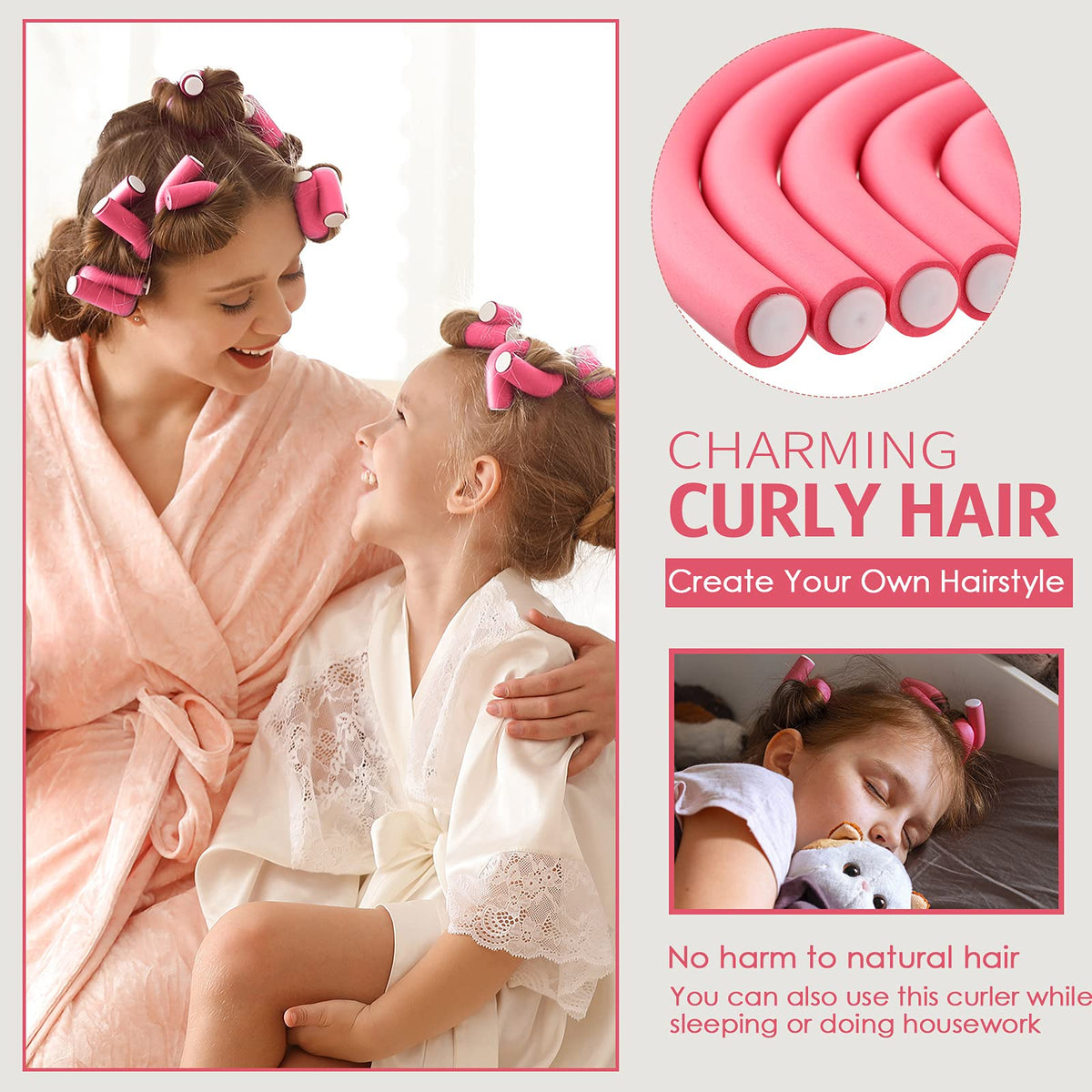 Tigeen soft-twist foam rollers create gentle curls.