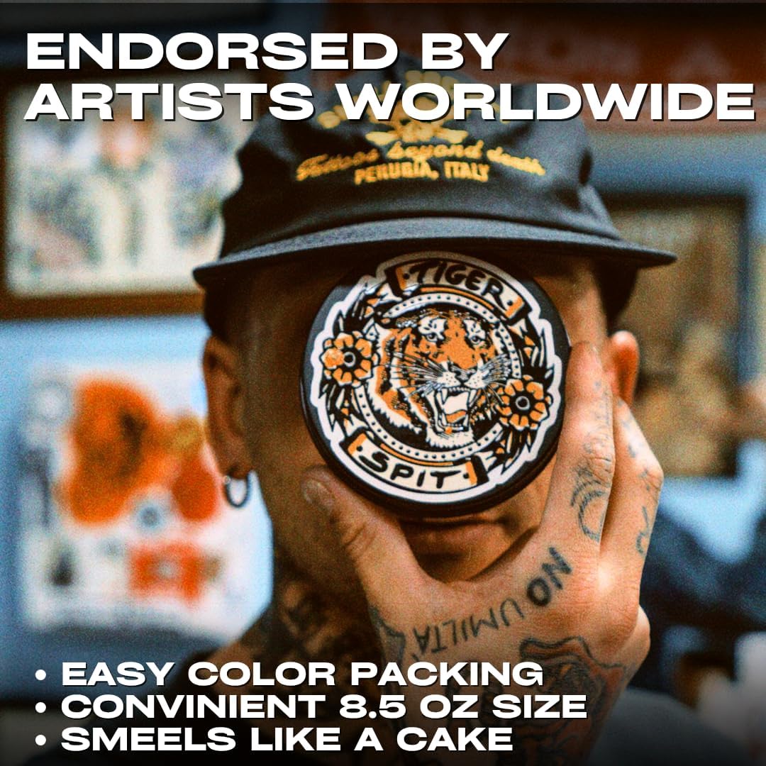 Tiger Spit Tattoo Glide maintains stencil clarity for clean outlines.