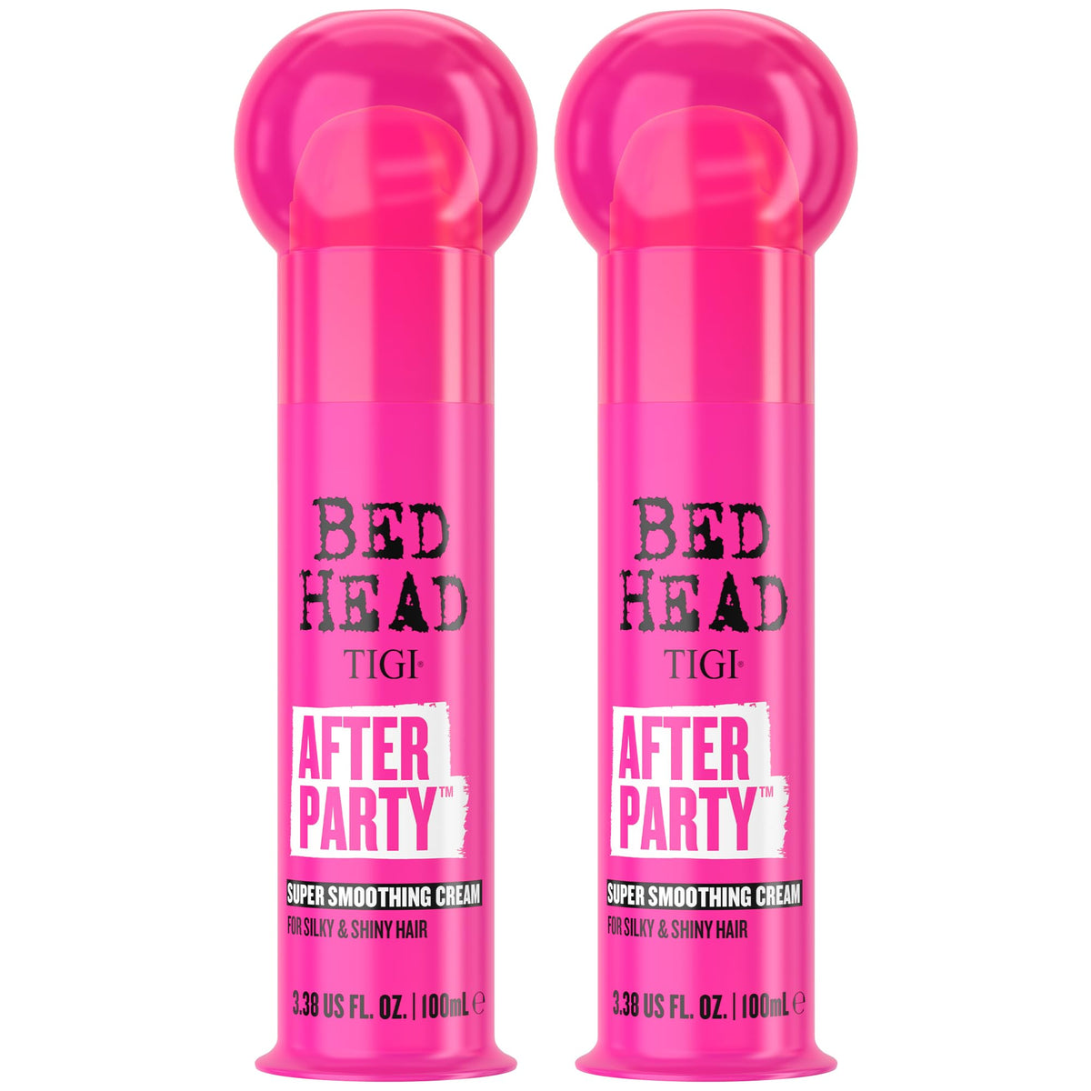 TIGI Bed Head After Party smoothing cream bottle pour for anti-frizz control.