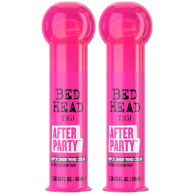 TIGI Bed Head After Party smoothing cream bottle pour for anti-frizz control.