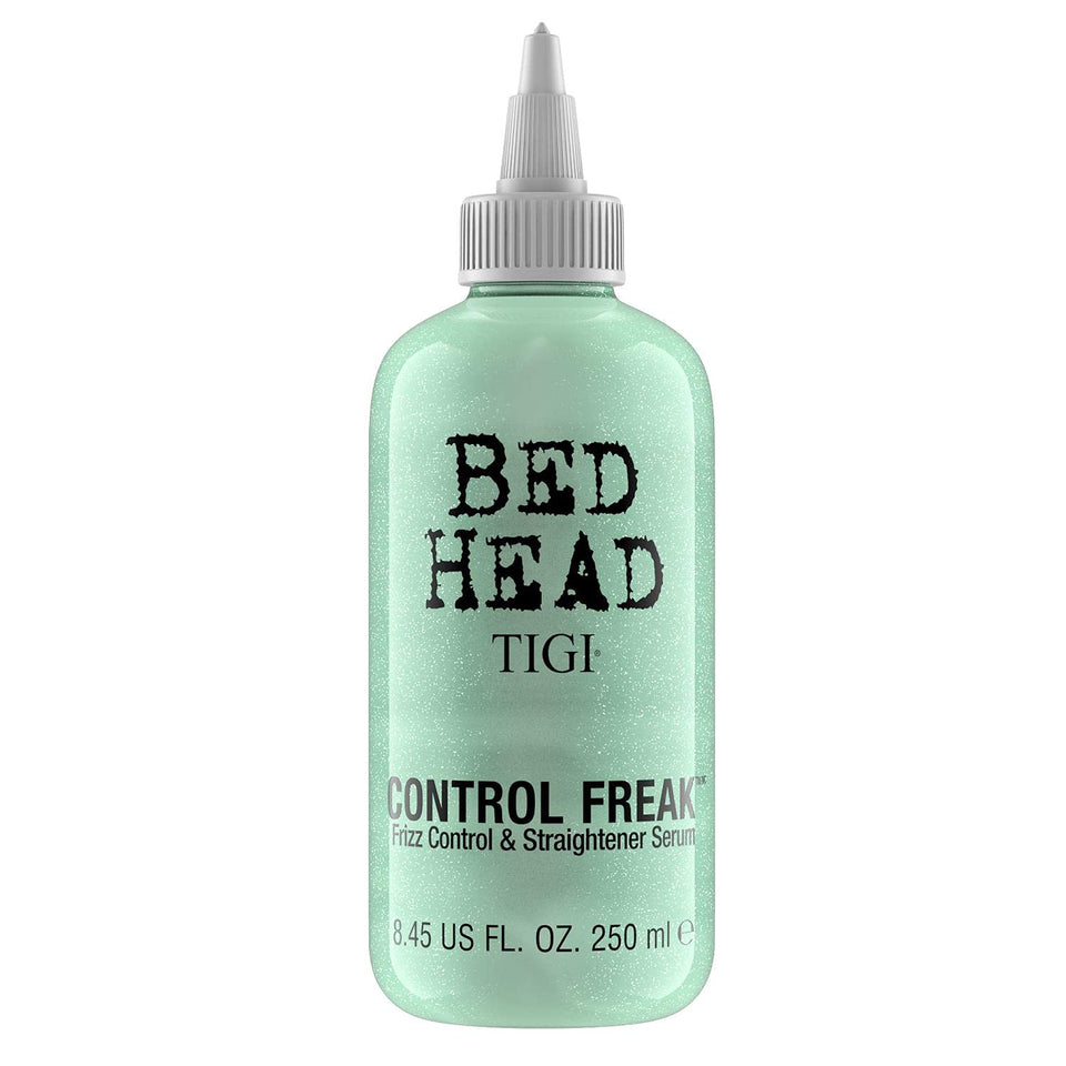 TIGI Bed Head Control Freak serum bottle for frizz control.
