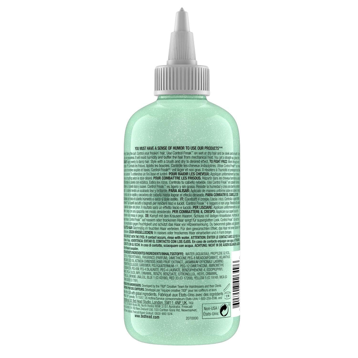 TIGI Bed Head Control Freak serum adds shine for a polished look.