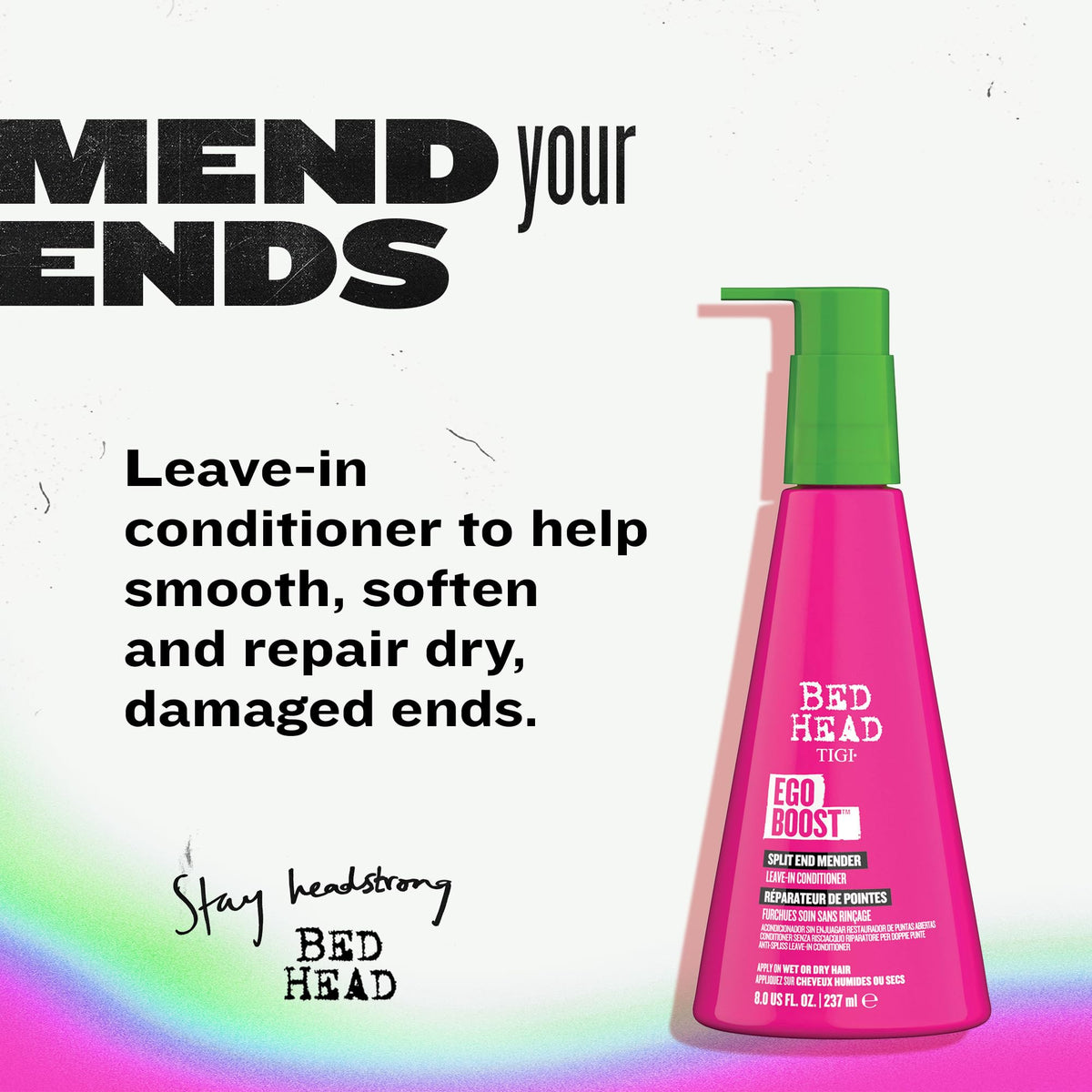 TIGI Bed Head Ego Boost leave-in application for easier detangling.