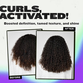Frizz control demonstrated on curly hair with Foxy Curls Contour Creme.