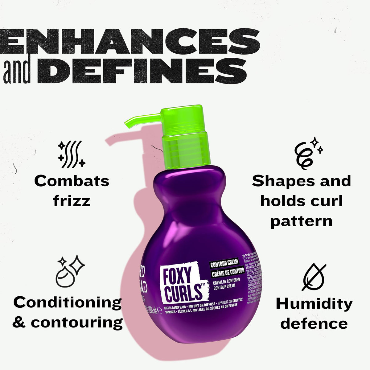 Hands shaping soft, defined curls with Foxy Curls Contour Creme.