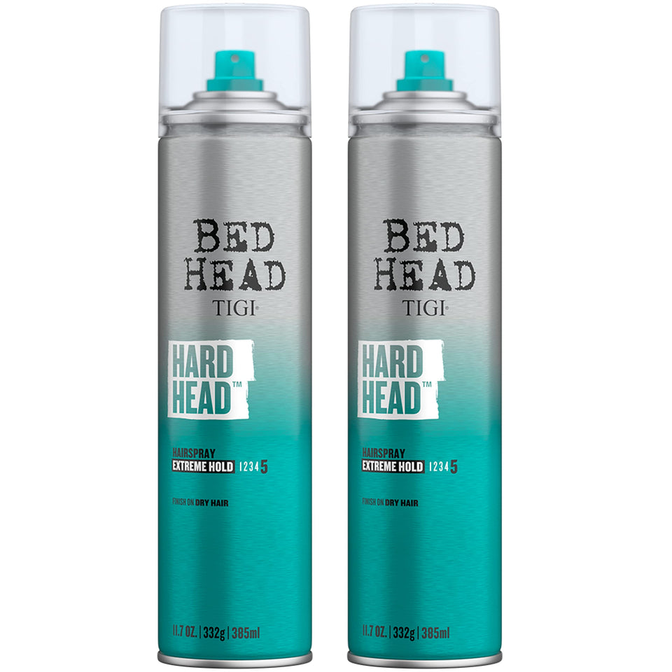 TIGI Bed Head extra strong hold spray pack front view for all day hairstyle control.