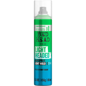 TIGI Bed Head Lightheaded hairspray action demonstrates quick, light coverage