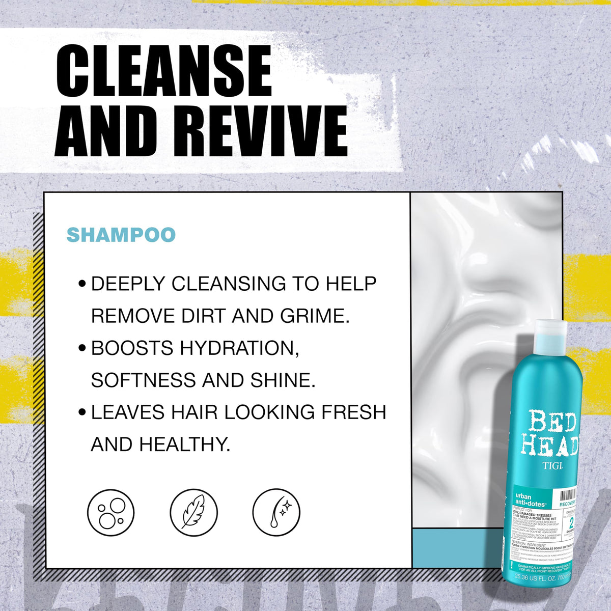 TIGI Bed Head Urban Anti+dotes Recovery Shampoo in shower with rich lather